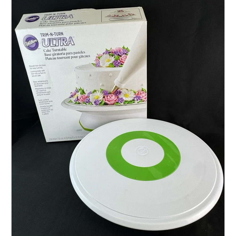 Wilton Trim-N-Turn Ultra Cake Turntable Lazy Susan Cake Decorating Stand Locks